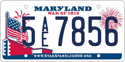 MD license plate 5AE7856