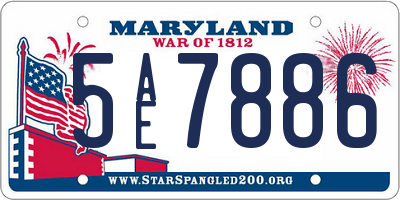 MD license plate 5AE7886