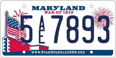 MD license plate 5AE7893