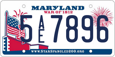 MD license plate 5AE7896