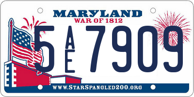 MD license plate 5AE7909