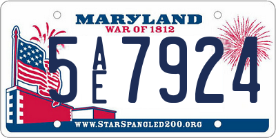 MD license plate 5AE7924