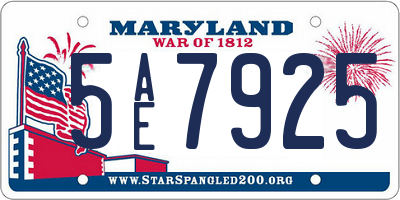 MD license plate 5AE7925