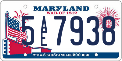 MD license plate 5AE7938