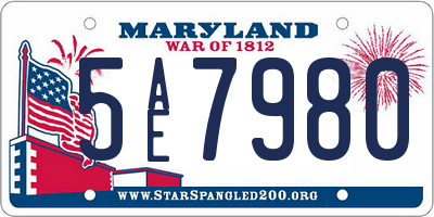 MD license plate 5AE7980