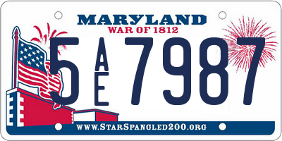 MD license plate 5AE7987
