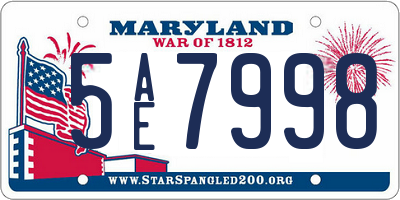 MD license plate 5AE7998