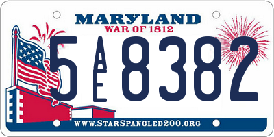 MD license plate 5AE8382