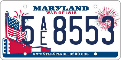 MD license plate 5AE8553