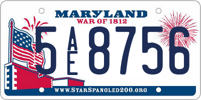 MD license plate 5AE8756