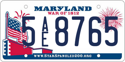 MD license plate 5AE8765