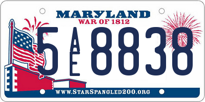 MD license plate 5AE8838