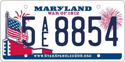 MD license plate 5AE8854
