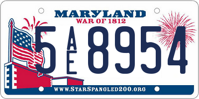 MD license plate 5AE8954