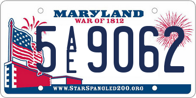 MD license plate 5AE9062