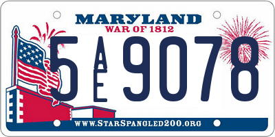 MD license plate 5AE9078