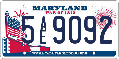 MD license plate 5AE9092