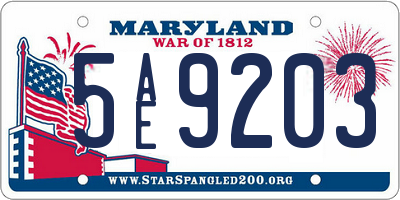 MD license plate 5AE9203