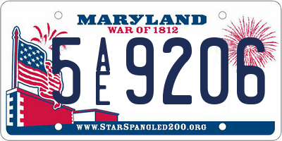 MD license plate 5AE9206