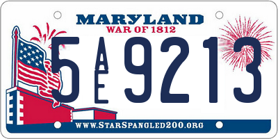 MD license plate 5AE9213