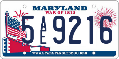 MD license plate 5AE9216
