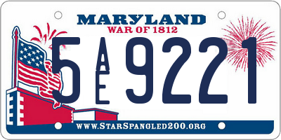 MD license plate 5AE9221