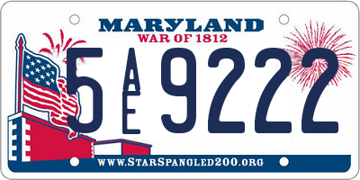MD license plate 5AE9222