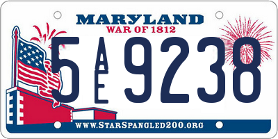 MD license plate 5AE9238