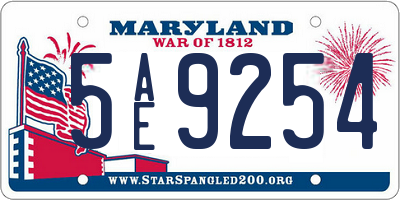 MD license plate 5AE9254