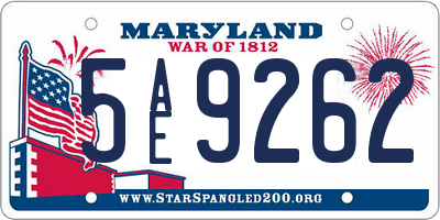 MD license plate 5AE9262