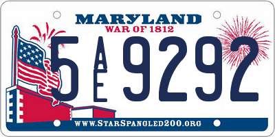 MD license plate 5AE9292