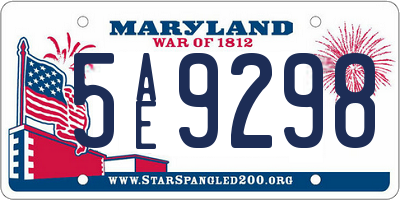 MD license plate 5AE9298