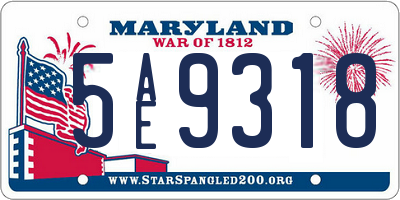 MD license plate 5AE9318