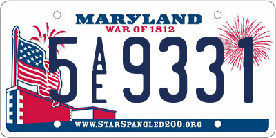 MD license plate 5AE9331