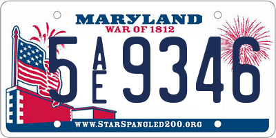 MD license plate 5AE9346