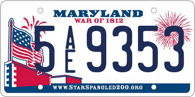 MD license plate 5AE9353