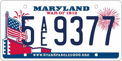 MD license plate 5AE9377