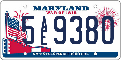 MD license plate 5AE9380