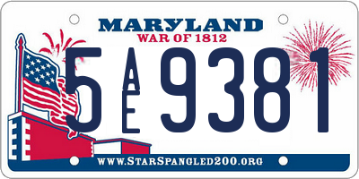 MD license plate 5AE9381