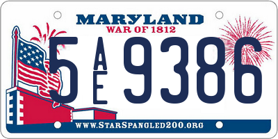 MD license plate 5AE9386