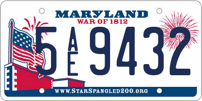 MD license plate 5AE9432