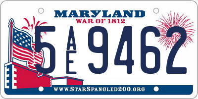 MD license plate 5AE9462