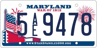 MD license plate 5AE9478