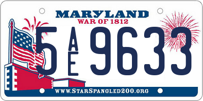 MD license plate 5AE9633