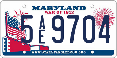 MD license plate 5AE9704