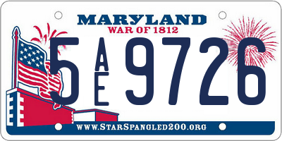 MD license plate 5AE9726