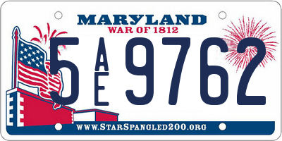 MD license plate 5AE9762
