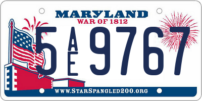 MD license plate 5AE9767
