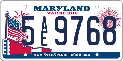 MD license plate 5AE9768