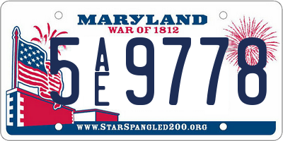 MD license plate 5AE9778